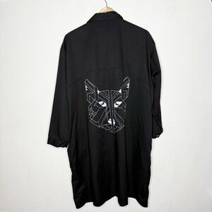 No End Of Clothing Long Snap Up Jacket Geometric Wolf Outdoor Mens Large Rayon